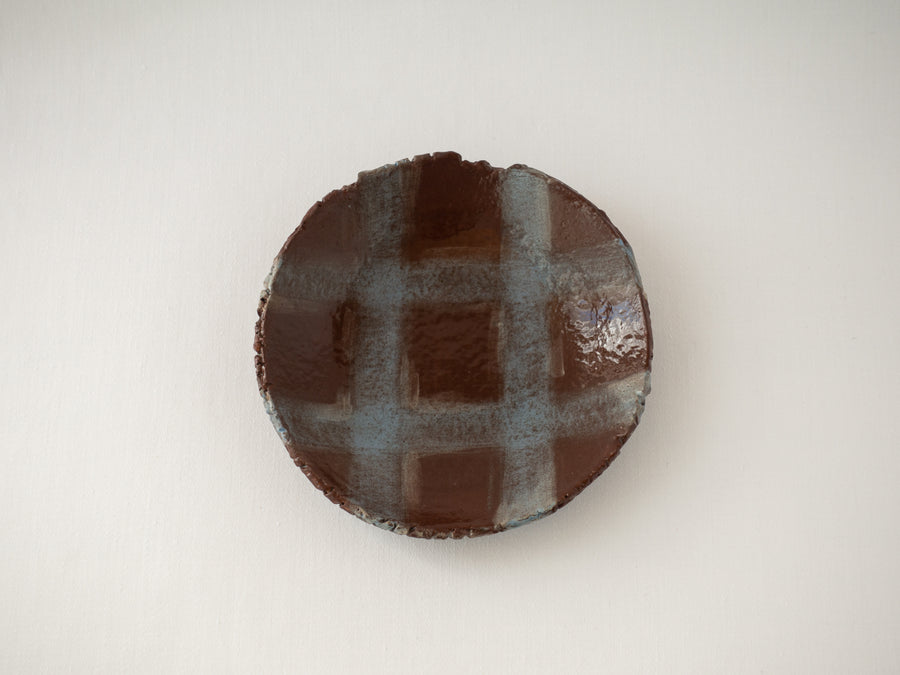 plate - brown+blue plaid